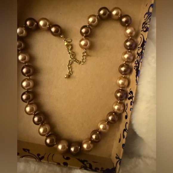 Roma Brown And Gold Faux Pearl Necklace - Picture 5 of 10